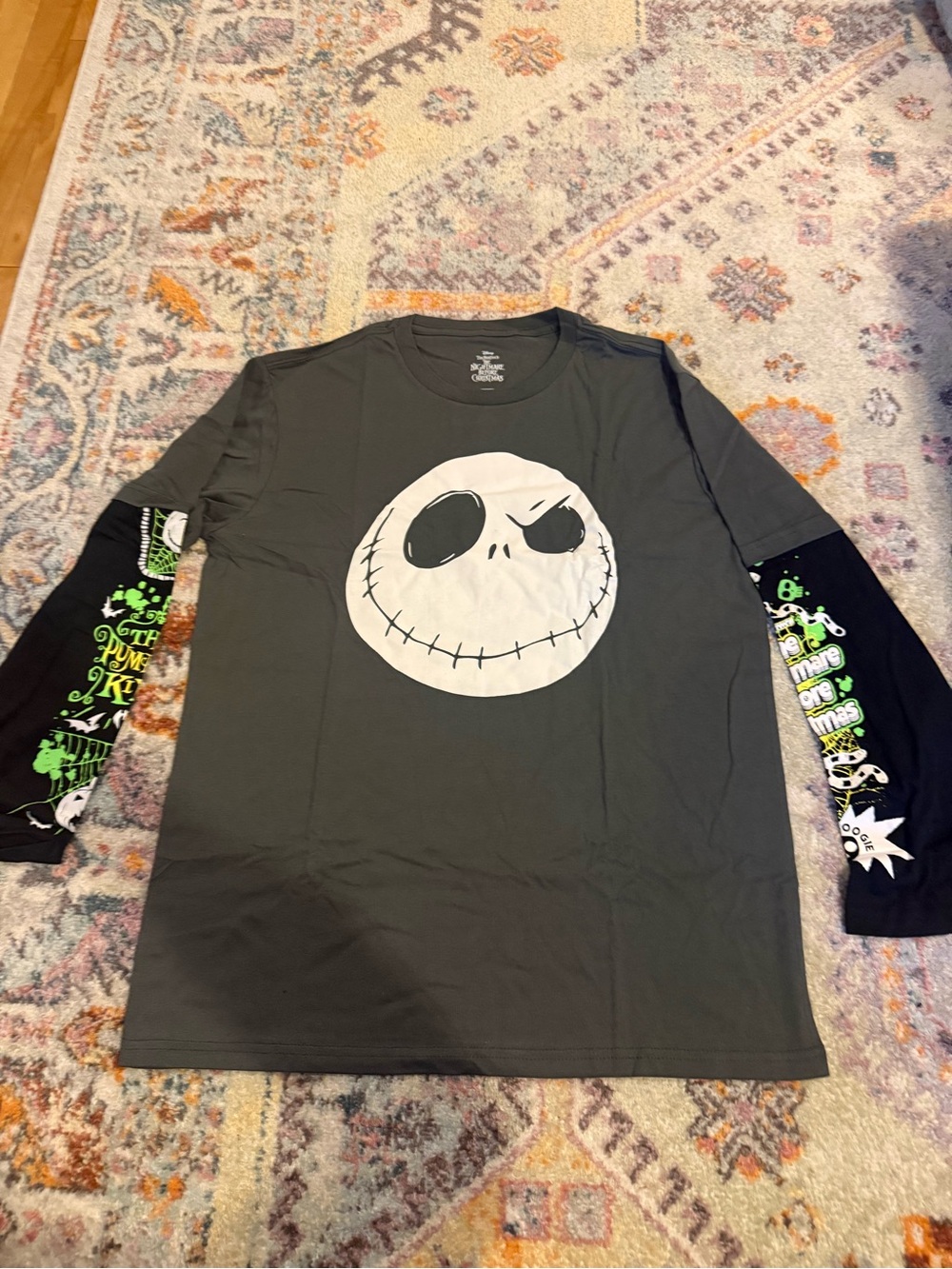 Disney The Nightmare Before Christmas Jack Skellington Layered Sleeve Tee, L